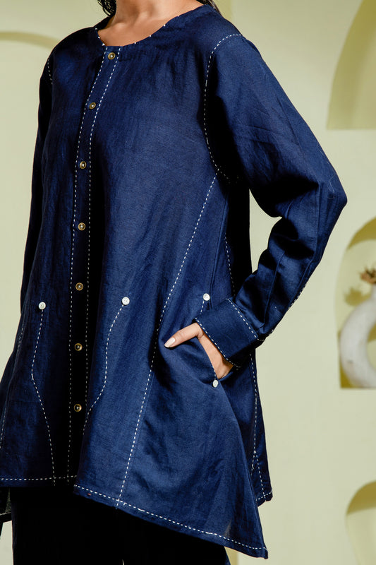 Deep blue linen co-ord set