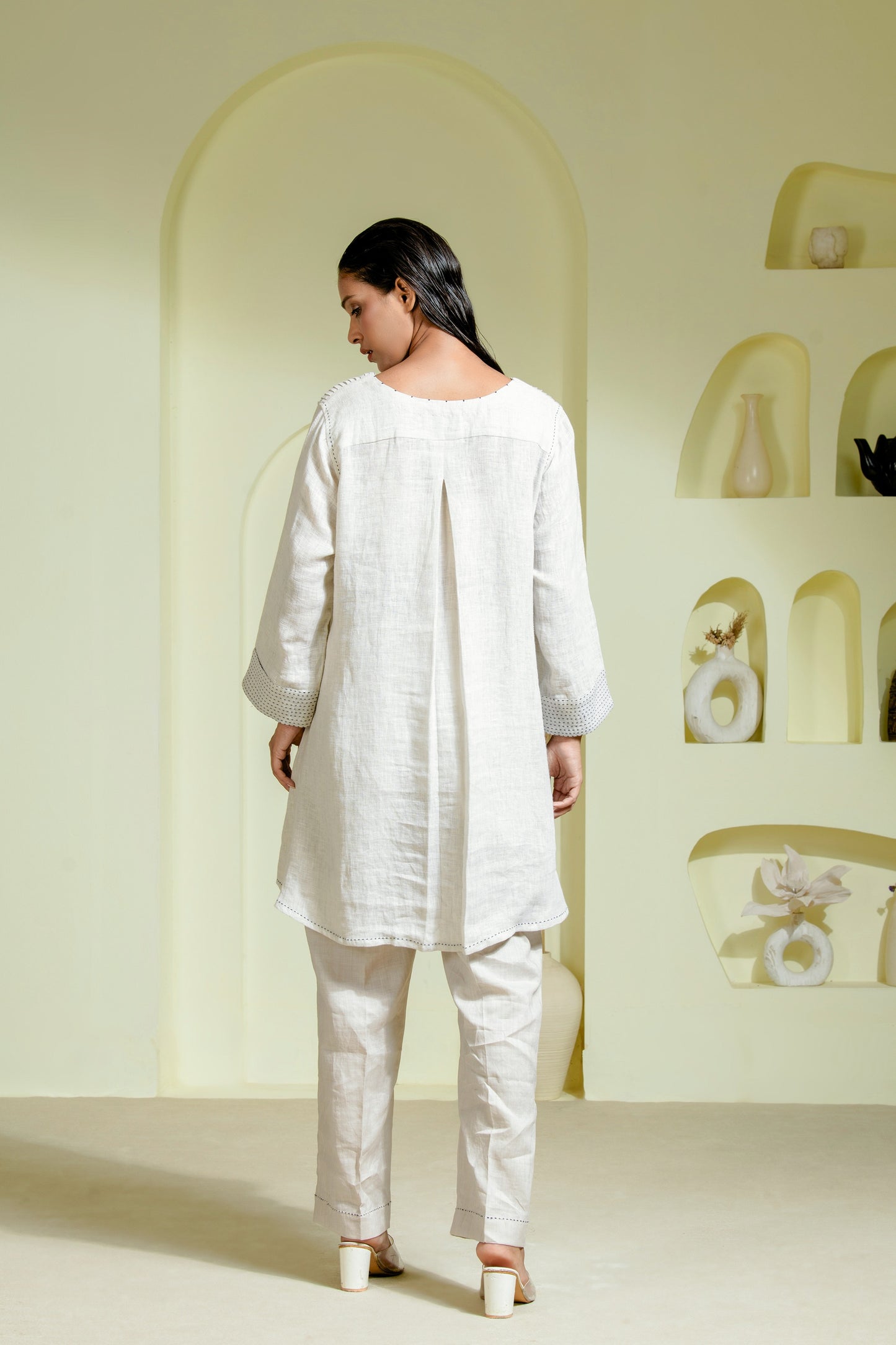 Minimalist ivory linen co-ord set