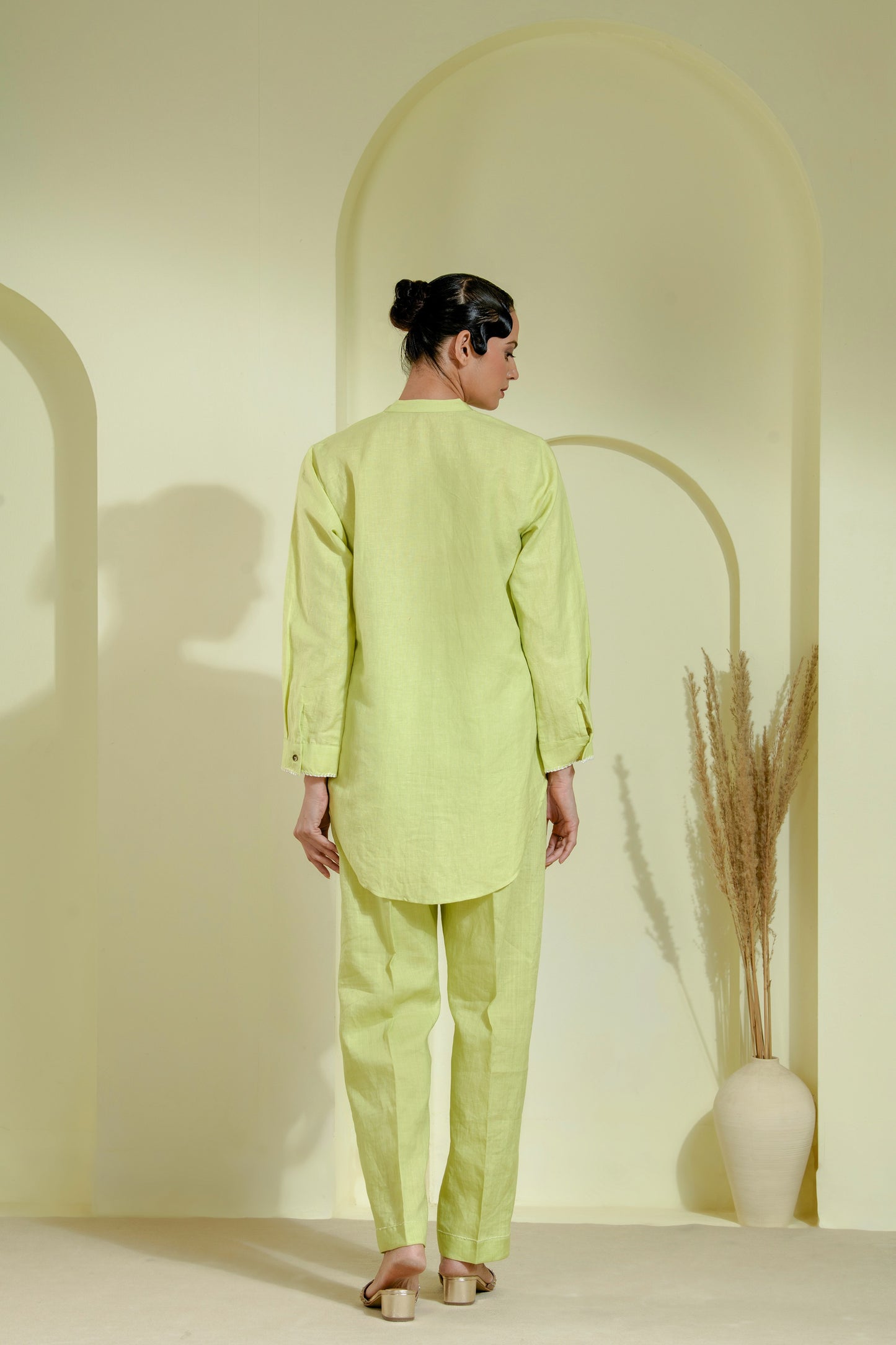 Pistachio green co-ord set with a button-down kurta