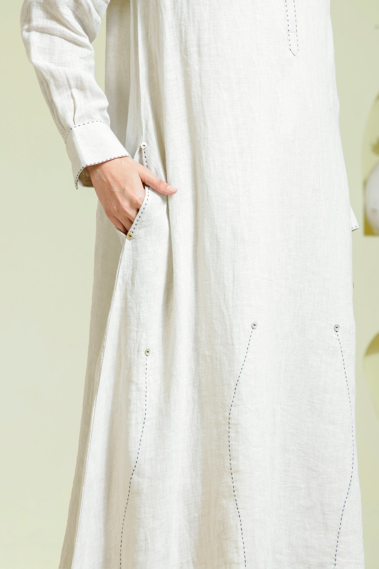 Ivory Long Panelled Tunic Set