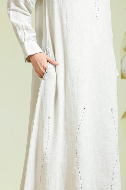 Ivory Long Panelled Tunic Set