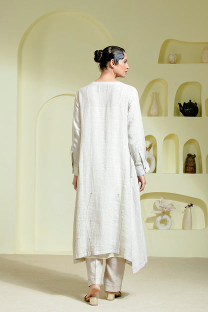 Ivory Long Panelled Tunic Set