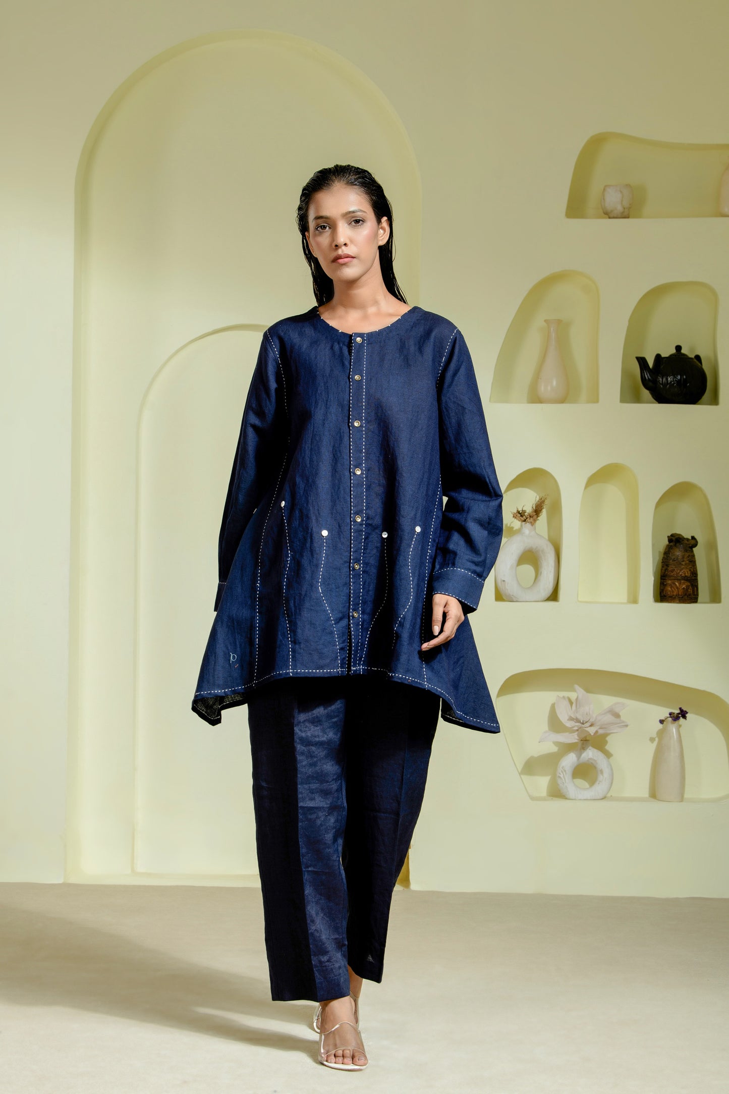Deep blue linen co-ord set