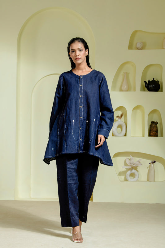 Deep blue linen co-ord set