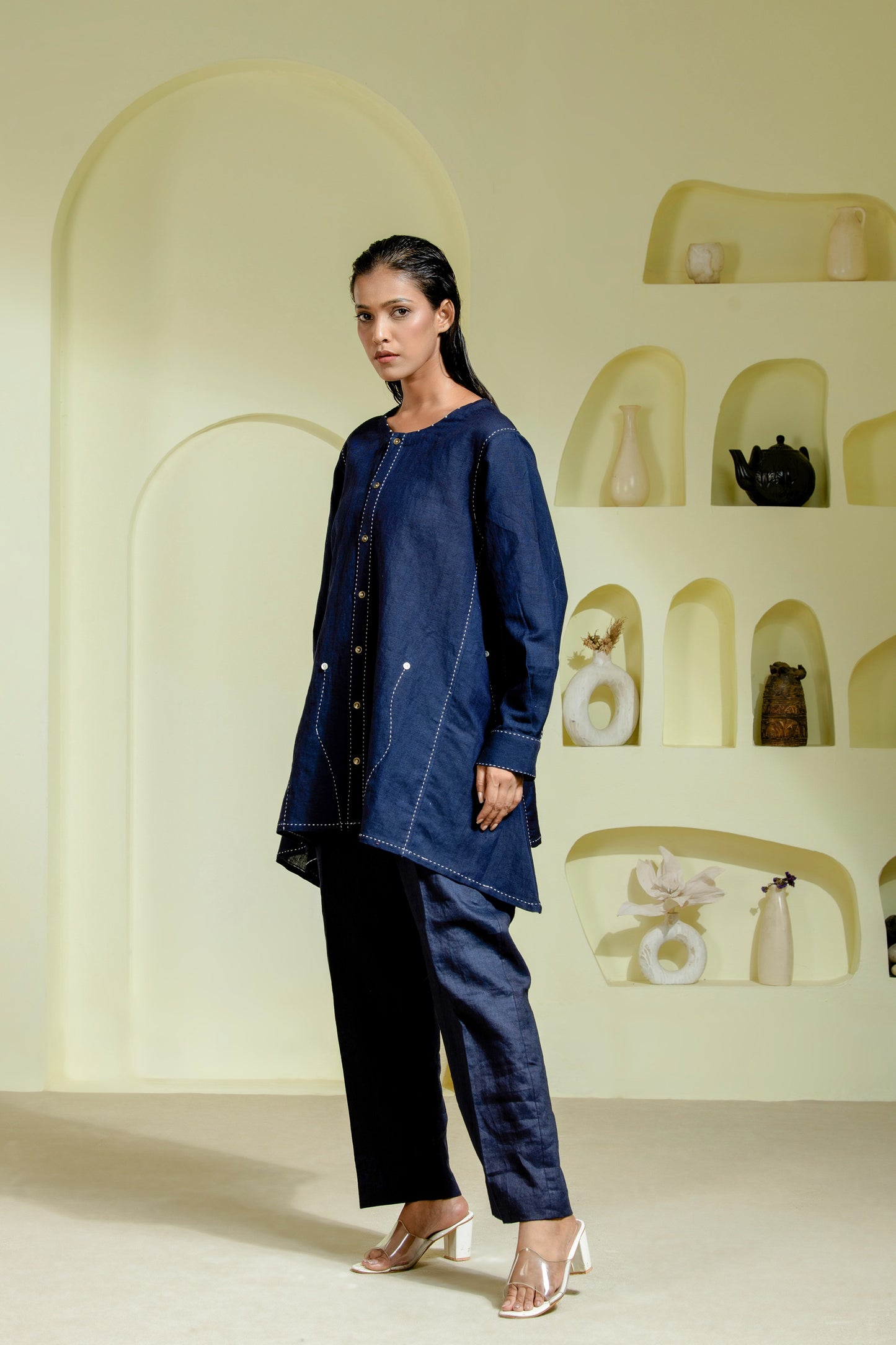 Deep blue linen co-ord set
