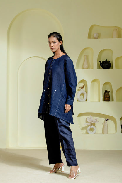 Deep blue linen co-ord set