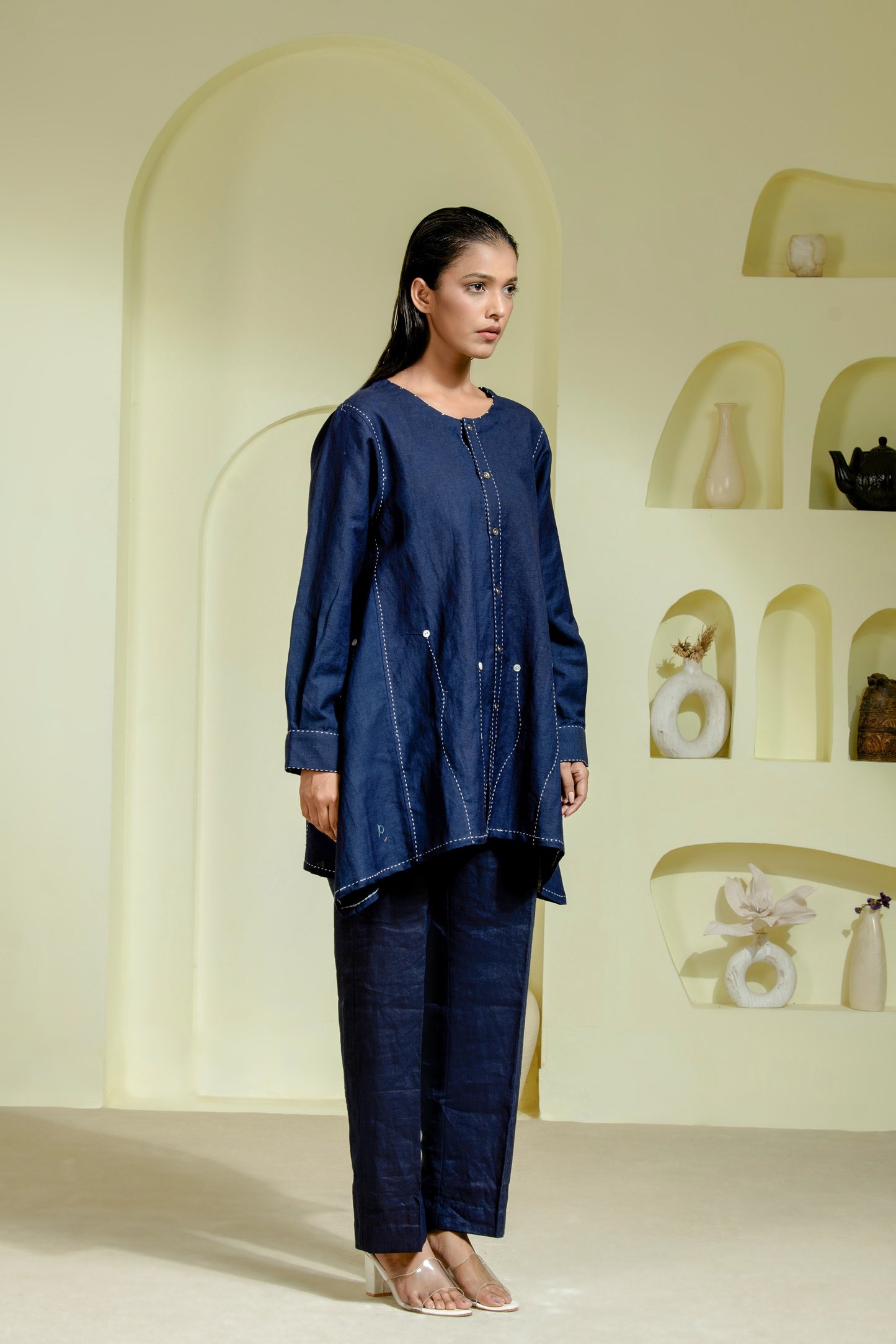 Deep blue linen co-ord set