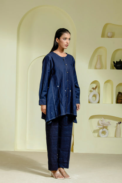 Deep blue linen co-ord set