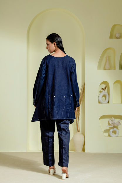 Deep blue linen co-ord set