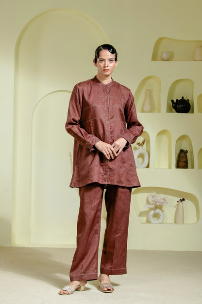 Structured maroon co-ord set