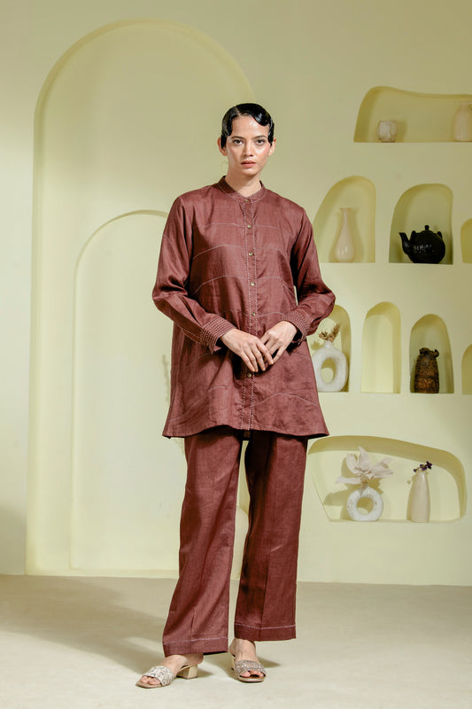 Structured maroon co-ord set