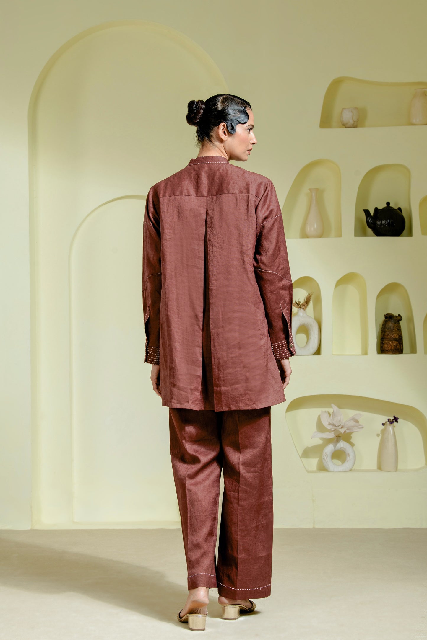 Structured maroon co-ord set