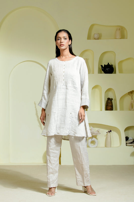 Minimalist ivory linen co-ord set