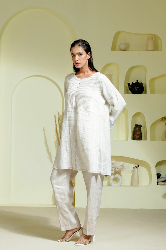 Minimalist ivory linen co-ord set