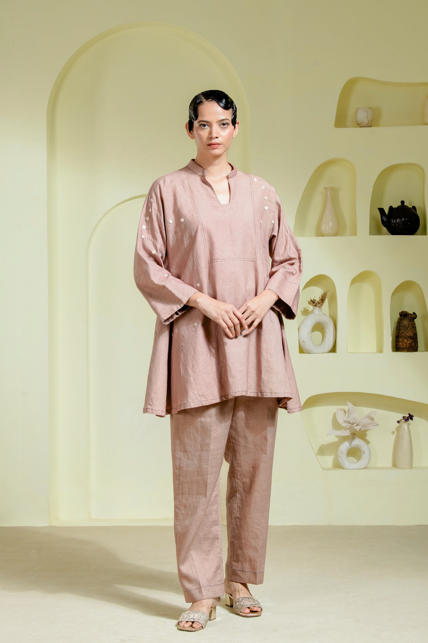 Dusty pink linen co-ord set