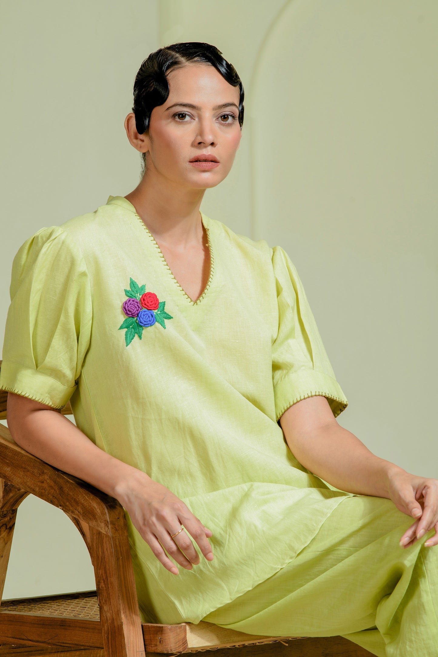 Lime green co-ord set with a relaxed silhouette