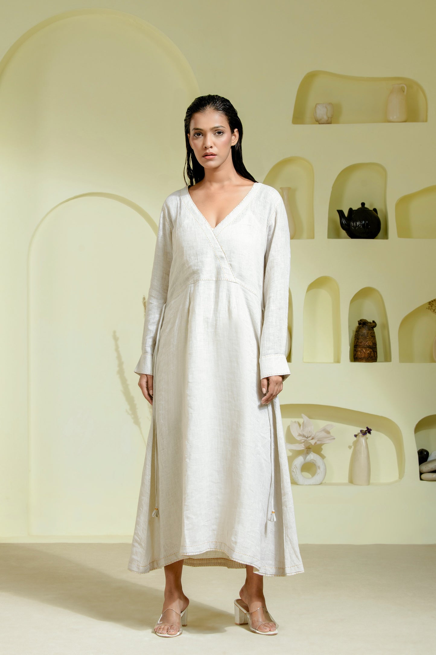 Ivory co-ord set featuring a pintuck kurta