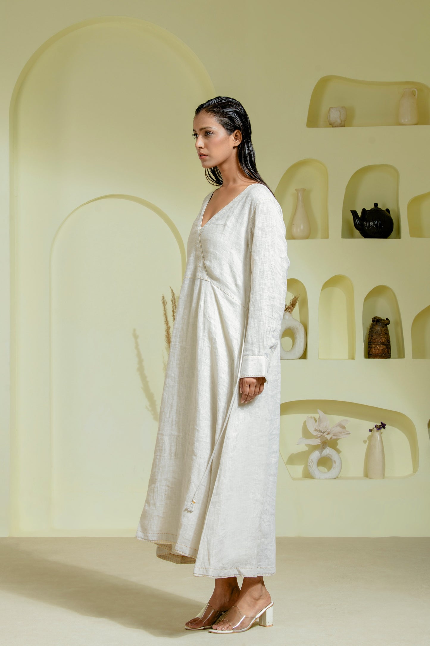 Ivory co-ord set featuring a pintuck kurta