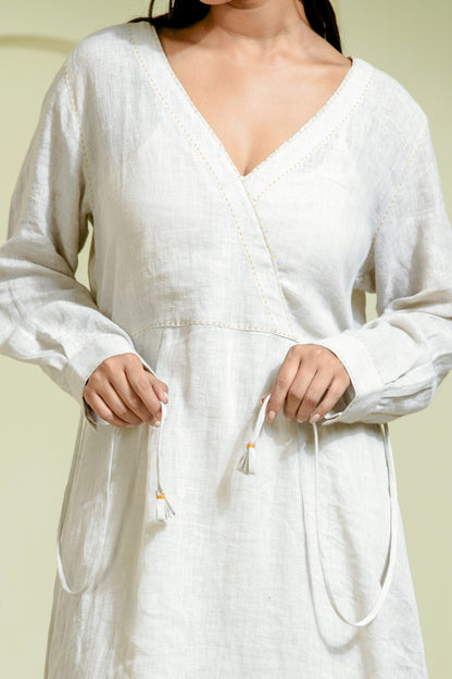 Ivory co-ord set featuring a pintuck kurta