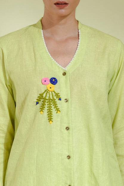 Pistachio green co-ord set with a button-down kurta
