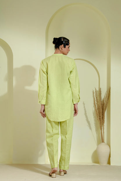 Pistachio green co-ord set with a button-down kurta
