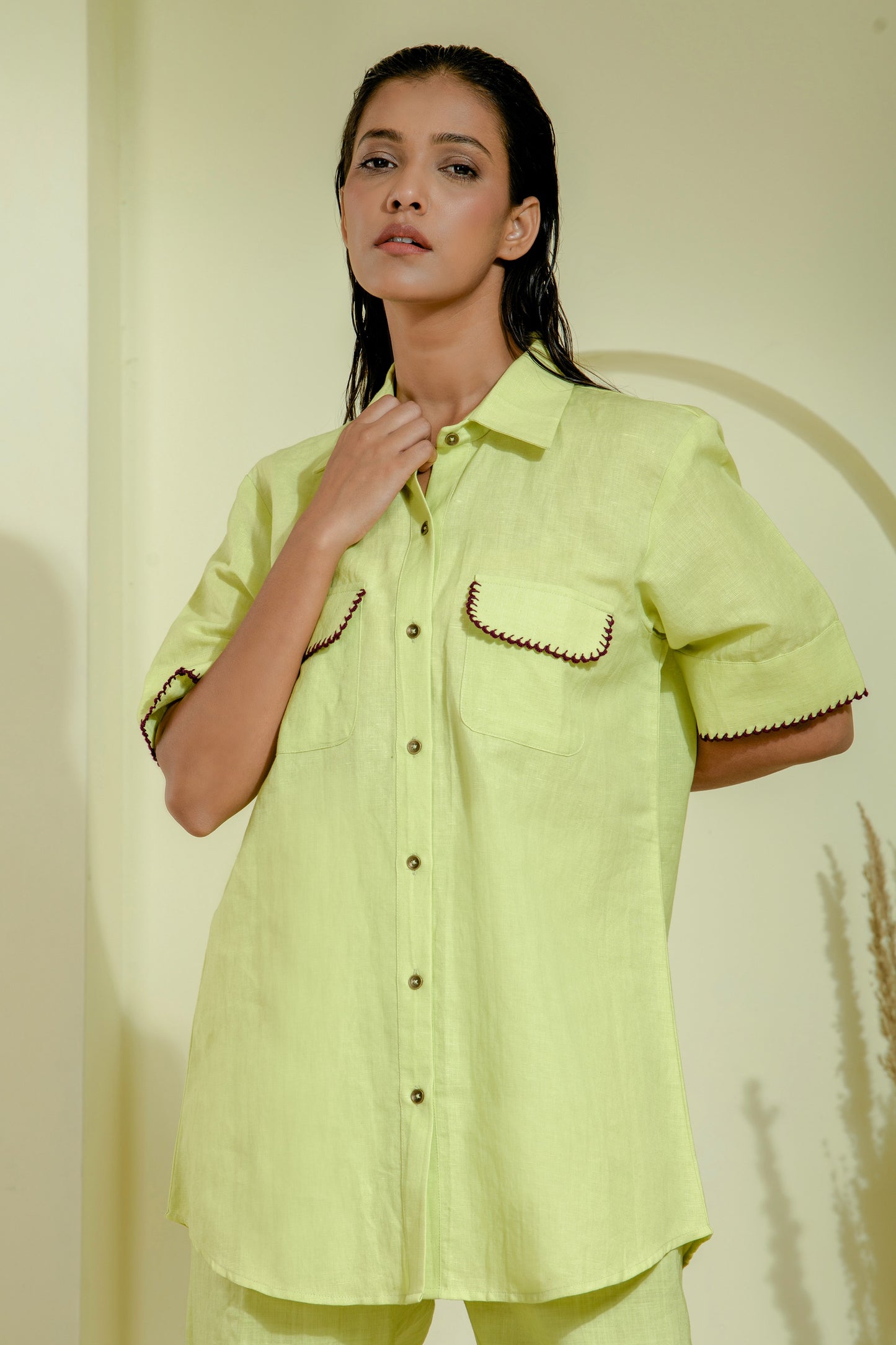Lime green linen co-ord set