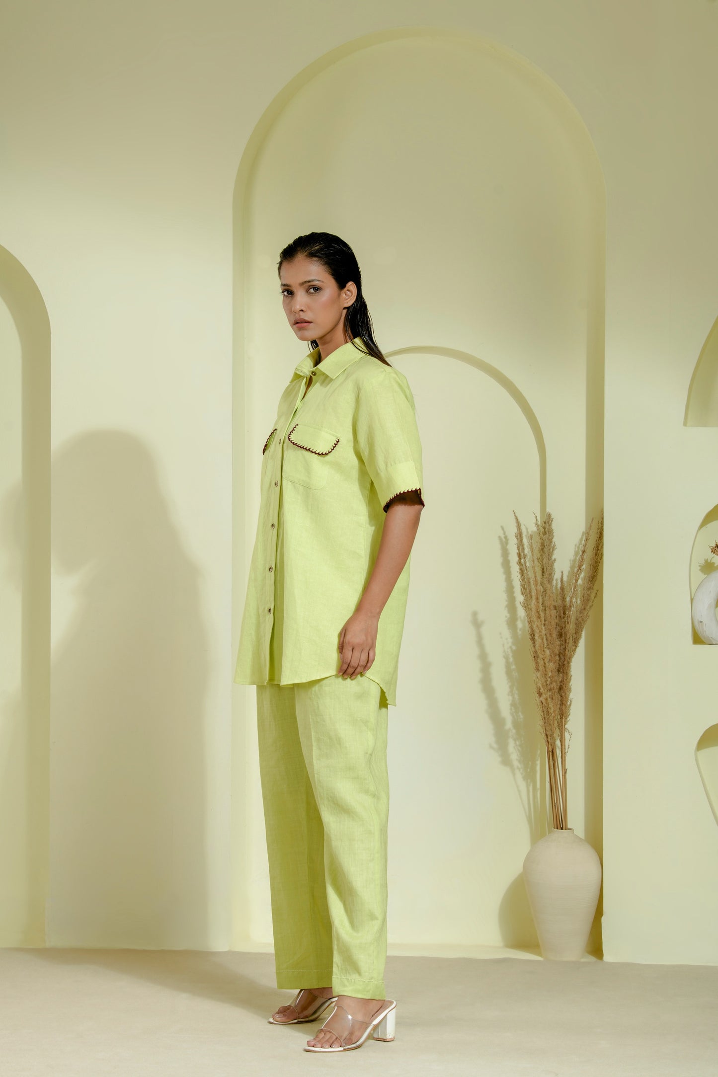 Lime green linen co-ord set